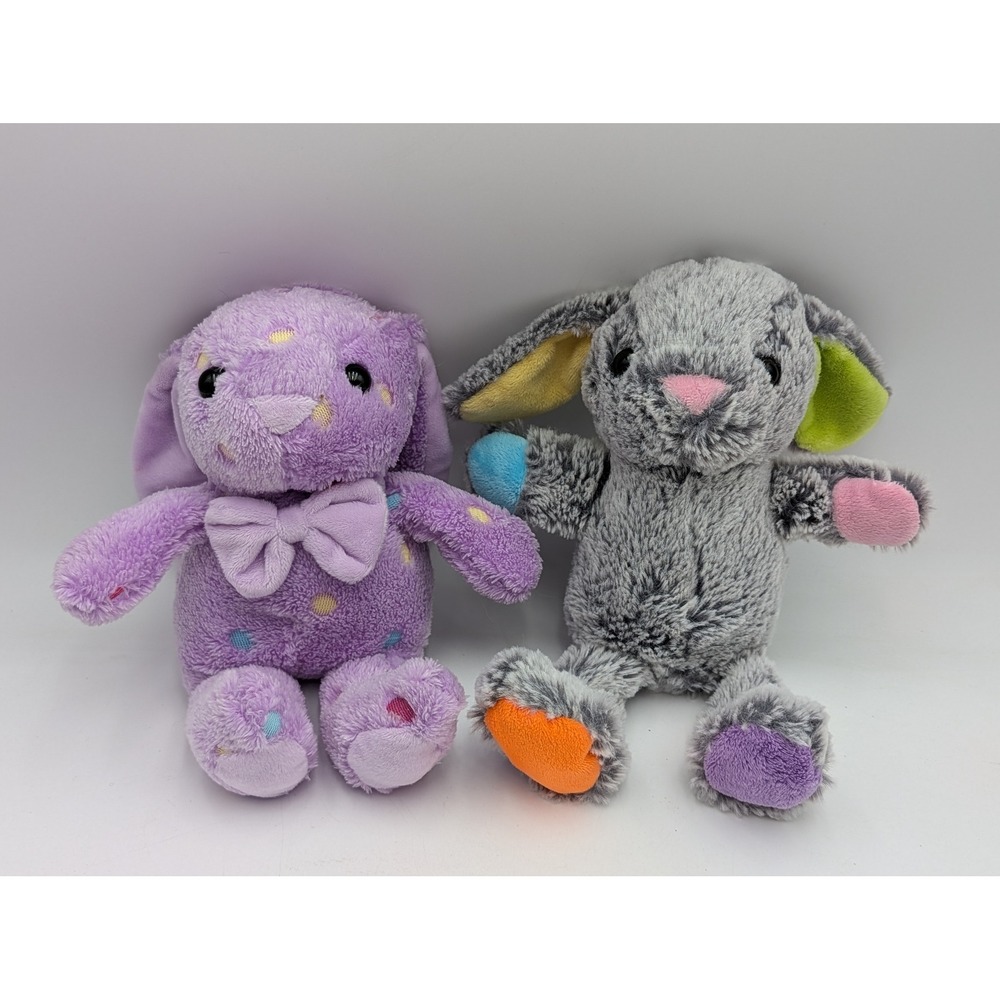 Bunny Rabbit Plush Lot Purple Gray Inter American Products Stuffed Animal Toy